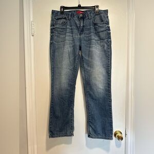 Guess Jeans Mens Slim Straight Del Mar Fit Blue Dark Wash Denim Classic 34x30.